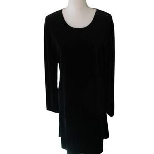 Teddi Evening Women's Black Long Sleeve Stretch Velour Pull Over Dress NWT 12